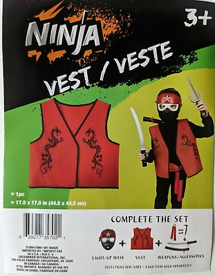 #ad Ninja Vest Halloween Costume Birthday Party supplies Age 3 Party giveaway $3.25