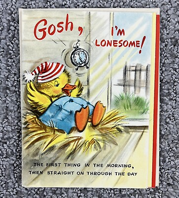 #ad Vintage 1940s 50s Hallmark Greeting Card I#x27;m Lonesome Missing You UNUSED $14.99