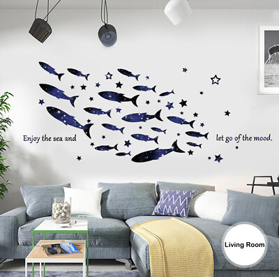 #ad DIY Star Sea FIsh Whale PVC Vinyl Removable Nursery Mural Decal Art Wall Sticker $18.99