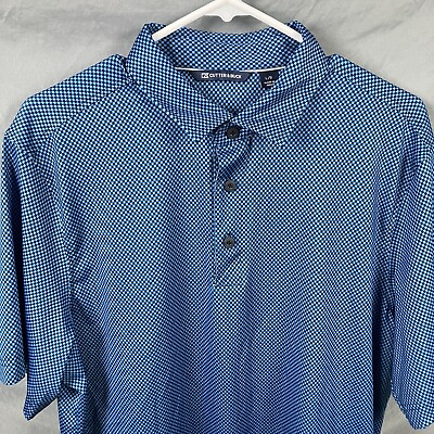 #ad Cutter amp; Buck Mens Large Golf Polo Short Sleeve Blue Arrow Pattern $18.00
