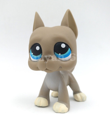 Littlest pet shop #184 Grey Great Dane Dog Blue Eyes Toys Puppy $4.39