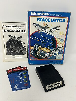#ad Intellivision Space Battle Complete In Box Manual 2 Overlays 1979 Mattel $16.99