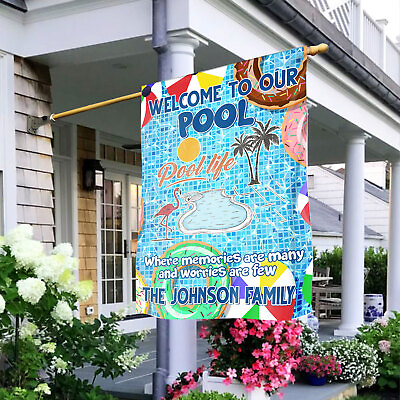 #ad Welcome To Our Pool Flag Pool Rules Home Garden Flag Swimming Pool Flag $23.99