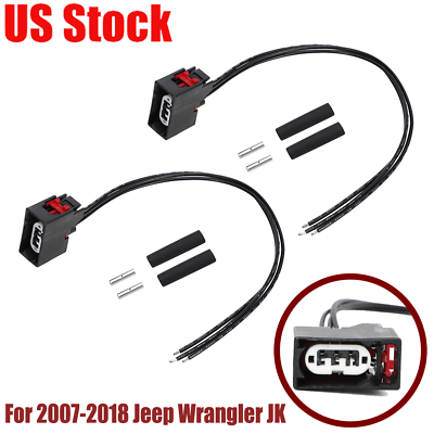 #ad 2X For Jeep Wrangler Front Turn Signal Connector Plug Harness Assembly 2007 2018 $16.99