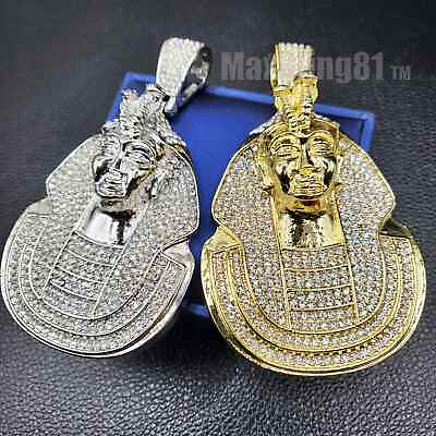 #ad PHARAOH KING TUT Iced Hip Hop Gold Silver Plated Large Cubic Zirconia Pendant $13.99