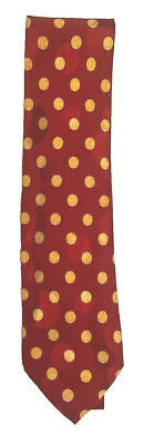 #ad A. TAGHI Silk Tie MADE IN ITALY Red with Gold Polka Dots $6.97