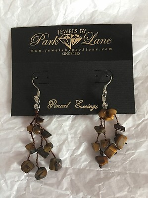 #ad Park Lane Pierced Earrings Dangle Brown New $11.99