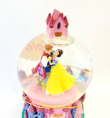 #ad 2004 Disney Store Excl Snow White and Prince Mini Spinning Castle Snow Globe $24.00