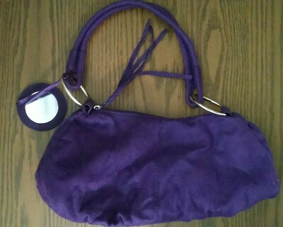 #ad Ladies purse..PLUM color..suede feel..bottom measures 9quot;..attached mirror..NEW $9.99