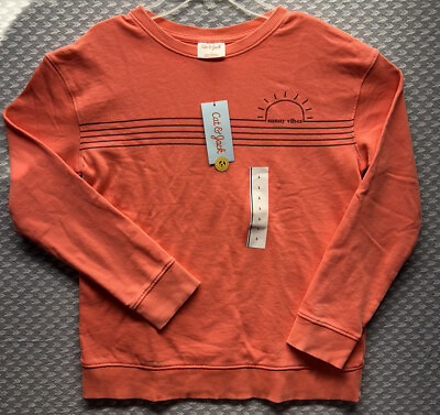 #ad Kids Cat amp; Jack “Sunny Vibes” Crewneck Long Sleeve Sweatshirt Coral chose size $12.99