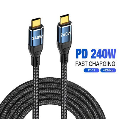 #ad 240W USB C Degree Cable PD3.1 Type C Fast Charge Charger Cord iphone 15 Pro Max $8.99