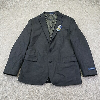 #ad NEW Stafford 44 Long Mens Merino Wool Blend Sport Coat Jacket Charcoal Dot Gray $89.99