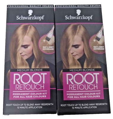 #ad Schwarzkopf Root Retouch Kit Permanent Colour Medium Blonde 2 Boxes C $16.99