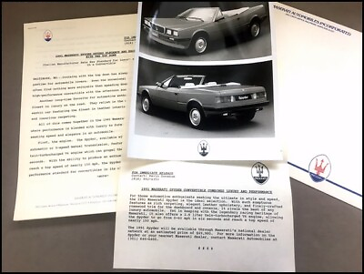 #ad 1991 Maserati Spyder Original Factory Photo and Press Release Brochure $15.96