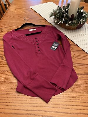 #ad Lucky Brand Womens Shirt Burgundy Long Sleeve Size SmallNew With Tags. $19.90