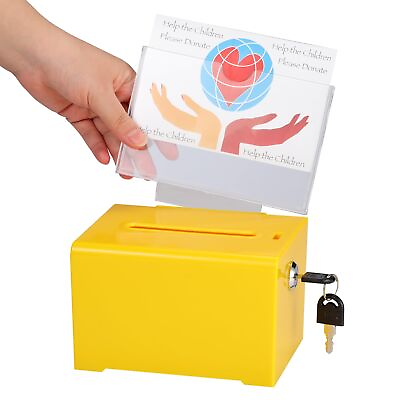 #ad Adir Donation Box with Lock – Acrylic Suggestion Box with Slot Ballot Lock Bo... $21.21