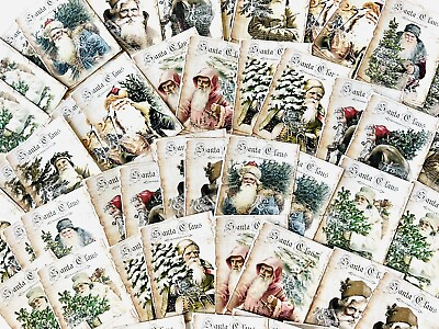 Christmas Card Lot Of 50 Shabby Chic Santa Cards Christmas For Crafting #XC77 $12.60