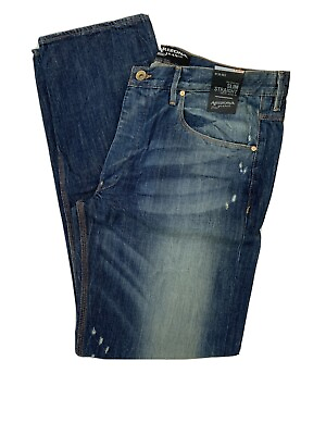 #ad Mens Arizona Jeans 38R Slim Straight Sits Below Waist Dark Blue $39.99