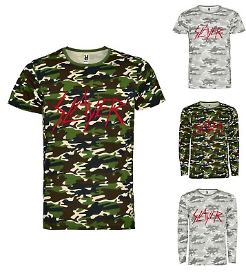 #ad SLAYER LOGO Green Zink Camouflage t shirt $22.99