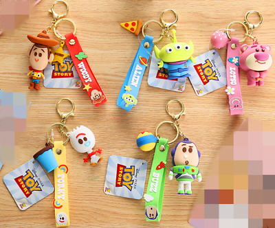 #ad 5 Styles Disney Toy Story Cartoon 3D PVC Bags Hanger Pendant Keychains Key Rings $6.64
