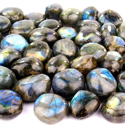 #ad Natural Labradorite Polished Crystal Quartz Ore Specimen Palm Stone Healing $1.99