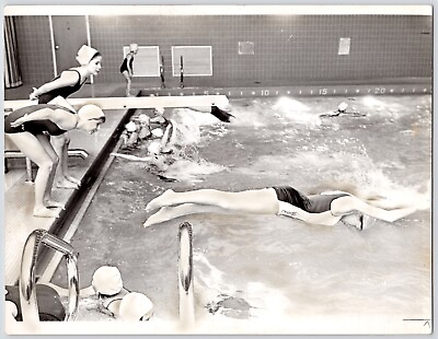 #ad c1960s 1965 Worcester Swim Club Diving Practice Swimmers VTG MASS YWCA PHOTO $55.00