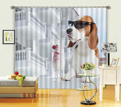 Dog That Drink Yoghurt 3D Curtains Blockout Photo Printing Curtains Drape Fabric AU $329.99