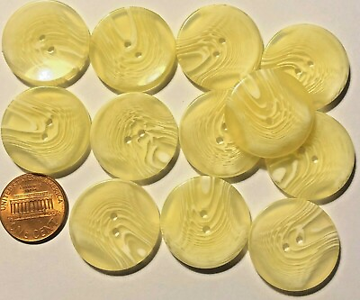 #ad 12 Large Cream Pale Yellow Semi translucent Plastic Coat Buttons 1quot; 25MM # 6236 $4.49