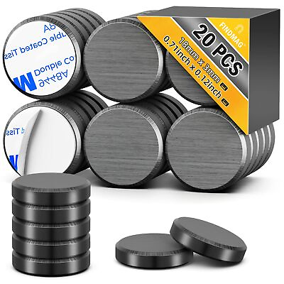 #ad 20 Pack Adhesive Backing Craft Magnets Round Disc Magnets Strong Adhesive Cera $6.14