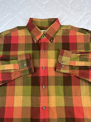 #ad Viyella Men#x27;s L Large Colorful Checked Cotton amp; Wool Blend Button Down Shirt $21.99
