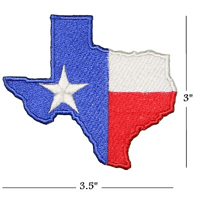 #ad TEXAS FLAG IRON ON PATCH 3.5quot; Lone Star State Shape Embroidered Applique NEW TX $2.97