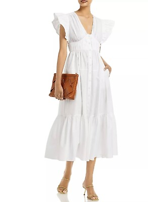 #ad Derek Lam 10 Crosby Greta Flutter Sleeve Dress NWOT Sz 6 White MSRP $496 $64.95