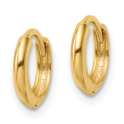 #ad 10K Yellow Gold Hinged Round Huggie Hoop Earrings $207.00