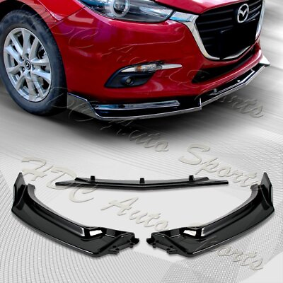 #ad For 2014 2018 Mazda 3 Axela Painted Black Front Bumper Body Kit Spoiler Lip 3PCS $48.99