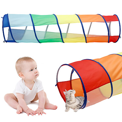 #ad Baby Crawl Tunnel 6FT Foldable Through Play Tent Colorful Playhouse Clear Mesh⚢ $31.49