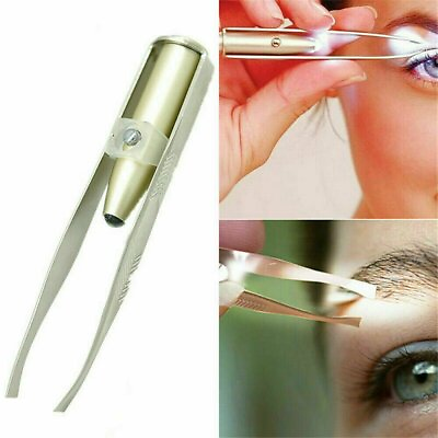 #ad New Portable Tweezer With LED Light Hair Removal Eyebrow Beauty Make Up Tool $5.19