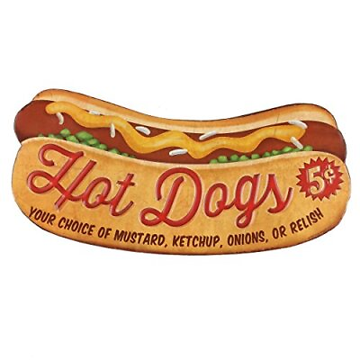 #ad Hot Dogs Embossed Metal Sign Vintage Diner Hot Dog Sign for Kitchen or Man ... $28.40
