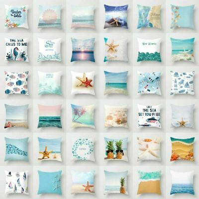 #ad Pillowcase 18quot;*18quot; Polyester Starfish Sofa Waist Throw Home Decor Boster Case $6.79