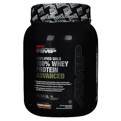 #ad GNC Amp Gold Series 100% Whey Protein Advanced 1Kg Delicious Strawberry Flavour $120.49