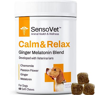 #ad SensoVet Calm amp; Relax Soft Chews for Dogs Ginger Melatonin Blend $24.99