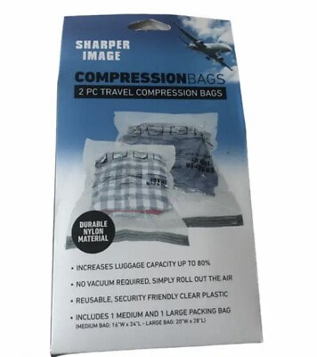 #ad Sharper Image Travel Compression Bags 2 Pieces 1 Med 16x24” 1 Lrg 20x28” $10.00