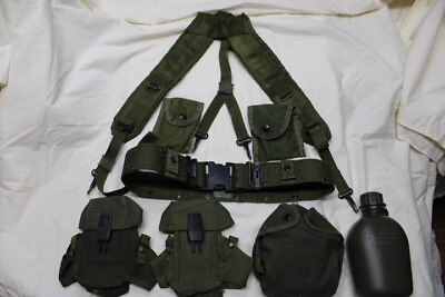 #ad US Military Alice Field Gear Web Belt Suspenders Ammo Pouches Canteen Medium Set $64.95