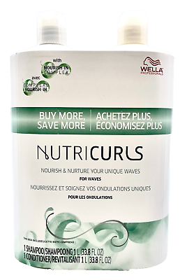 #ad Wella Nutricurls for Waves and Curls Hair Shampoo Conditioner Liter Duo Set $59.95