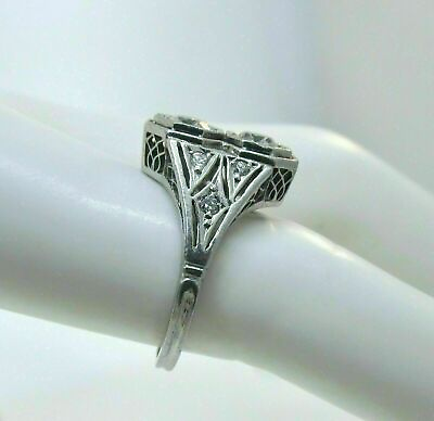 #ad Antique 1920s Art Deco Filigree 4Ct Diamond Engagement Ring14K White Gold Over GBP 149.99
