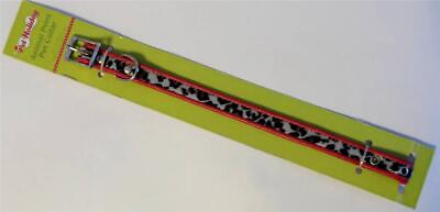 #ad Dog Collar Adjustable Animal Print Leopard w Red Trim 14quot; Long Puppy Pet $7.91