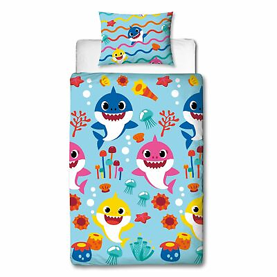 #ad #ad Baby Shark Single Duvet Cover Set Kids 2 in 1 Design Bedding Rainbow Sealife $24.87