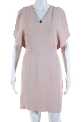 #ad Genny Womens Flap Sleeve V Neck Knee Length A Line Dress Pink Size 8 $36.01