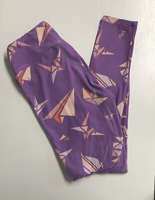 #ad LuLaRoe Women Leggings Origami Paper Planes Boat Swan Lavender One Size $9.88