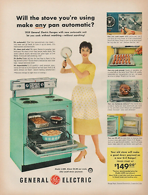 #ad 1959 General Electric Will Stove You#x27;re Using Make Any Pan Automatic Print Ad $9.99