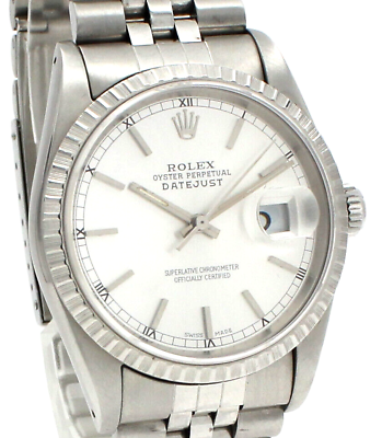 #ad Rolex Oyster Perpetual Datejust Steel Silver 36mm Watch Ref: 16220 c. 1989 $5995.00